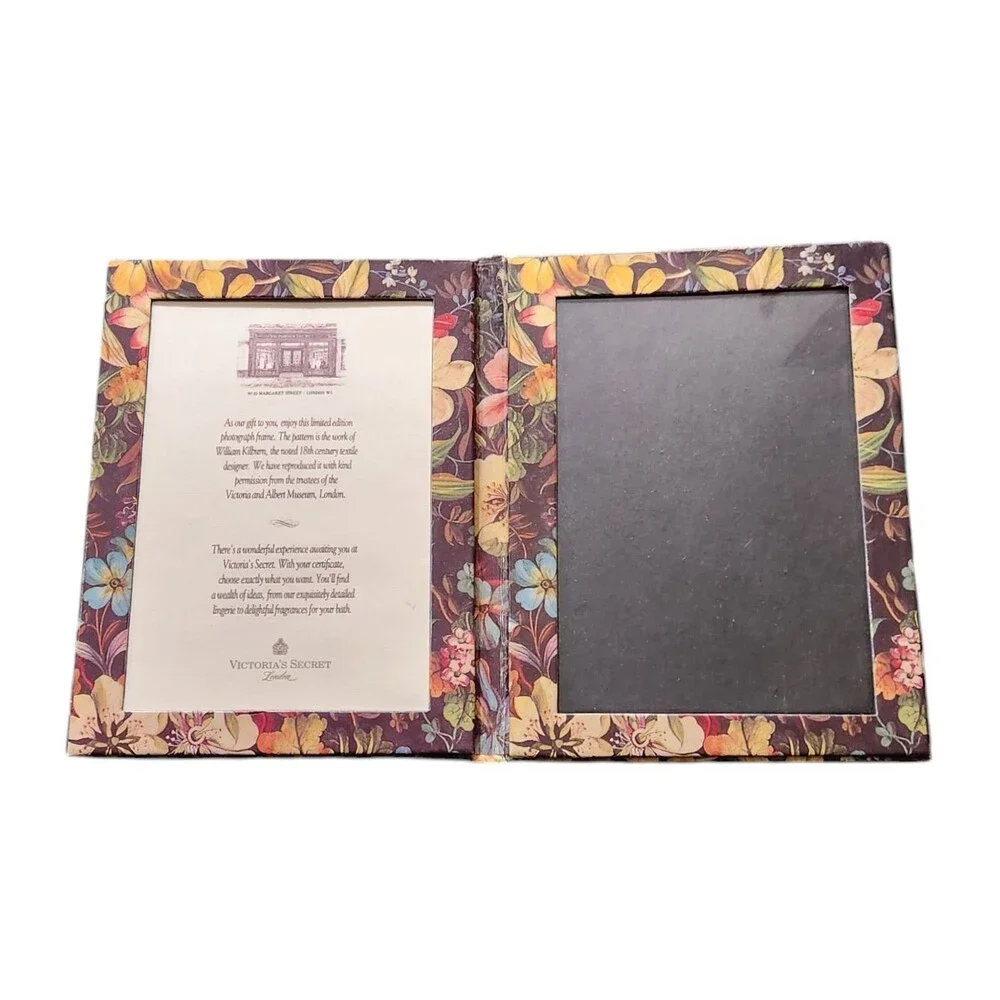 Vintage 1990's Victoria's Secret Bi-Fold Picture Frame Floral Cardboard